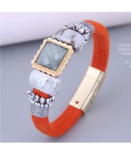 Beautiful Beads and Resin Multi-elements Design Wholesale Fashion Jewelry Women Bracelet - Orange