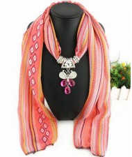 Ethnic Fashion Water-drop Gem Pendant Scarf Necklace - Royal Blue