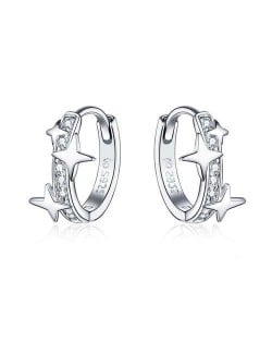 Classic Design U.S. Fashion Shining Stars Wholesale 925 Sterling Silver Small Huggie Earrings - Silver