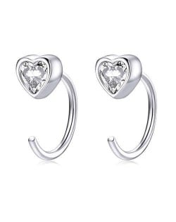 Romantic Cubic Zirconia Heart Wholesale 925 Sterling Silver Hook Earrings