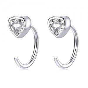 Romantic Cubic Zirconia Heart Wholesale 925 Sterling Silver Hook Earrings