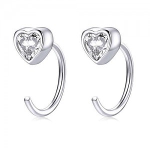 Romantic Cubic Zirconia Heart Wholesale 925 Sterling Silver Hook Earrings