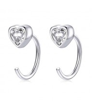 Romantic Cubic Zirconia Heart Wholesale 925 Sterling Silver Hook Earrings