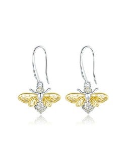 Insects Theme Hollow-out Design Golden Wings Bee Wholesale 925 Sterling Silver Earrings
