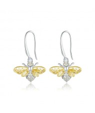 Insects Theme Hollow-out Design Golden Wings Bee Wholesale 925 Sterling Silver Earrings