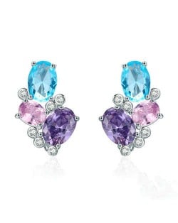 Luxurious Multicolor Chandelier Design Wholesale 925 Sterling Silver Earrings