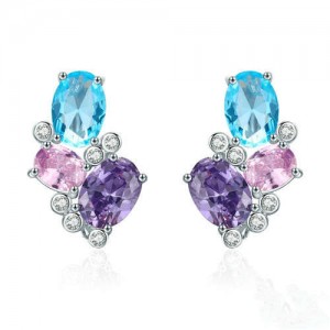 Luxurious Multicolor Chandelier Design Wholesale 925 Sterling Silver Earrings