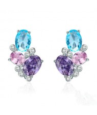 Luxurious Multicolor Chandelier Design Wholesale 925 Sterling Silver Earrings