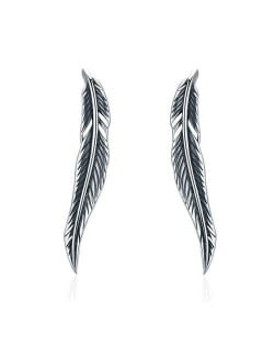 Vintage Style Minimalist Feather Modeling Wholesale 925 Sterling Silver Hook Earrings