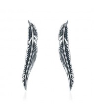 Vintage Style Minimalist Feather Modeling Wholesale 925 Sterling Silver Hook Earrings