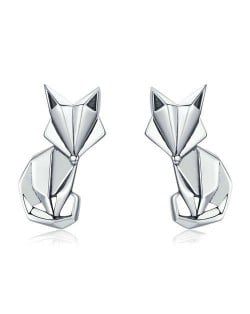 Three-dimensional Design Fox Animal Series Wholesale 925 Sterling Silver Earrings