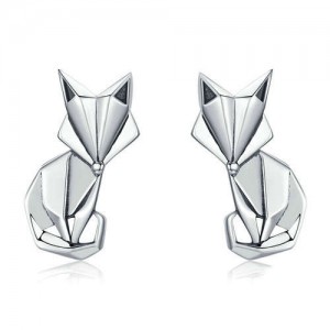 Three-dimensional Design Fox Animal Series Wholesale 925 Sterling Silver Earrings