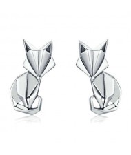 Three-dimensional Design Fox Animal Series Wholesale 925 Sterling Silver Earrings