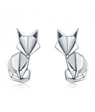 Three-dimensional Design Fox Animal Series Wholesale 925 Sterling Silver Earrings