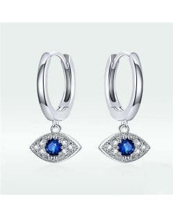 Classic Design Blue Cubic Zirconia Eye Pendant Wholesale 925 Sterling Silver Earrings