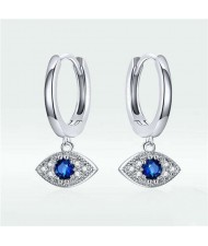 Classic Design Blue Cubic Zirconia Eye Pendant Wholesale 925 Sterling Silver Earrings