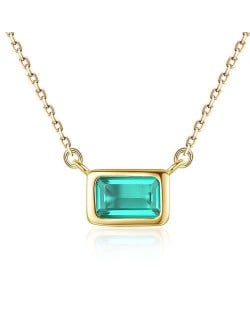 Elegant French Style Green Square Pendant Wholesale 925 Sterling Silver Necklace