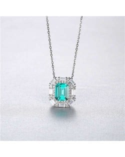 Luxurious Design Green Pendant Wholesale 925 Sterling Silver Women Necklace