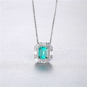 Luxurious Design Green Pendant Wholesale 925 Sterling Silver Women Necklace