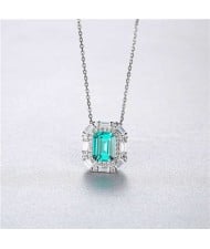 Luxurious Design Green Pendant Wholesale 925 Sterling Silver Women Necklace
