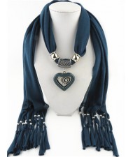 All-match Style Love Pendant Scarf Necklace - Ink Blue