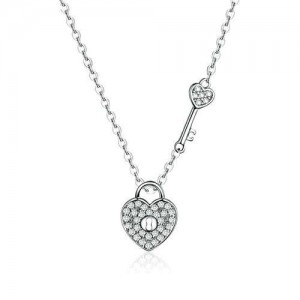 Classic Design Heart Shape Lock and Key Pendant Wholesale 925 Sterling Silver Necklace