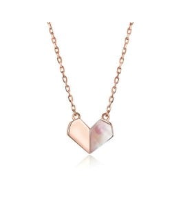 Romantic Peach Heart Pendant Rose Gold Plated Wholesale 925 Sterling Silver Necklace