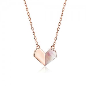 Romantic Peach Heart Pendant Rose Gold Plated Wholesale 925 Sterling Silver Necklace