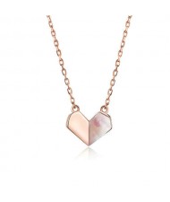Romantic Peach Heart Pendant Rose Gold Plated Wholesale 925 Sterling Silver Necklace