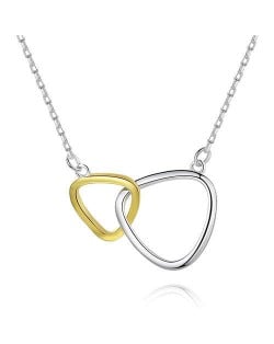 Two Angular Circles Pendant Wholesale 925 Sterling Silver Necklace