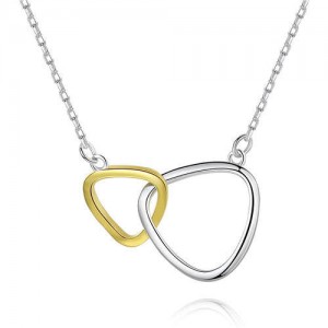 Two Angular Circles Pendant Wholesale 925 Sterling Silver Necklace