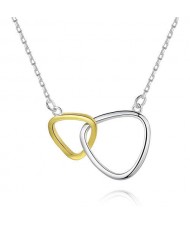 Two Angular Circles Pendant Wholesale 925 Sterling Silver Necklace