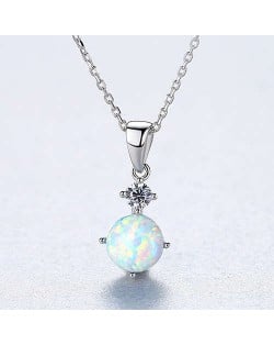 Classic Design Mysterious Color Shining Round Opal Wholesale 925 Sterling Silver Necklace - White