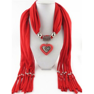 All-match Style Love Pendant Scarf Necklace - Red