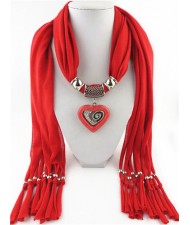 All-match Style Love Pendant Scarf Necklace - Red