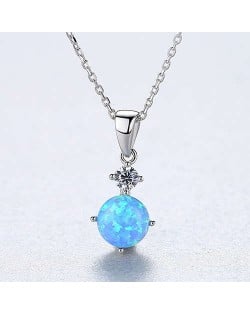 Classic Design Mysterious Color Shining Round Opal Wholesale 925 Sterling Silver Necklace - Blue