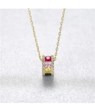 Classic Design Multicolor Cylinder Pendant Gold Plated Wholesale 925 Sterling Silver Necklace