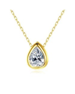 Minimalist Lonely Tear Drop Pendant Wholesale 925 Sterling Silver Necklace - Golden