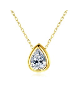 Minimalist Lonely Tear Drop Pendant Wholesale 925 Sterling Silver Necklace - Golden