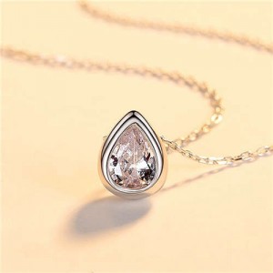 Minimalist Lonely Tear Drop Pendant Wholesale 925 Sterling Silver Necklace - Silver