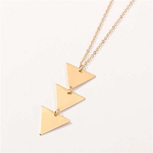 Punk Style Three Inverted Triangles Pendant Wholesale Statement Necklace - Golden