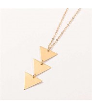 Punk Style Three Inverted Triangles Pendant Wholesale Statement Necklace - Golden