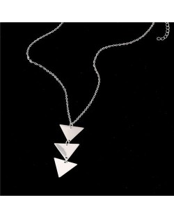 Punk Style Three Inverted Triangles Pendant Wholesale Statement Necklace - Silver