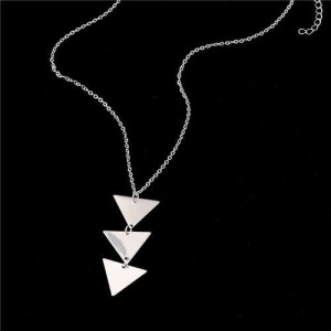 Punk Style Three Inverted Triangles Pendant Wholesale Statement Necklace - Silver