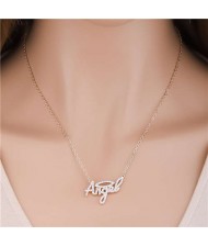 Minimalist Style Angle Alphabets Pendant Women Wholesale Alloy Necklace