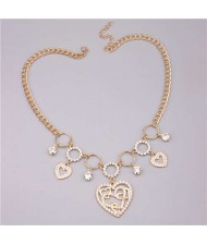 U.S. Fashion Bling Heart Shape Multi-elements Pendants Women Wholesale Statement Necklace