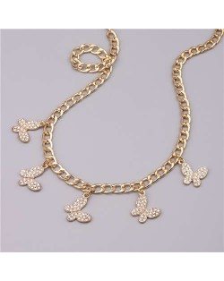 Rhinestone Butterfly Pendants Thick Chain Women Wholesale Statement Necklace