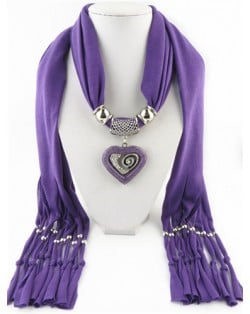 All-match Style Love Pendant Scarf Necklace - Purple