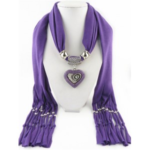 All-match Style Love Pendant Scarf Necklace - Purple