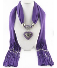 All-match Style Love Pendant Scarf Necklace - Purple
